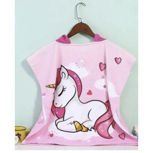 Yeni Sezon Çocuk Plaj Banyo Panço Havlu / Bornoz Banyo Karakter Tema Pembe Renk