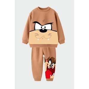 Erkek Çocuk 3 İplik Bisiklet Yaka Karakter Baskılı Sweatshirt ve Eşofman Alt Üst Takım