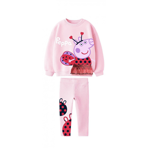 Pembe Renk 3D Etek Kabartma Detaylı Alt-Üst Takım