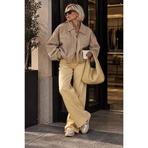 Camel Renk Süet Bomber Ceket - CAMEL - M - ST00105-CAMEL-M