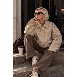 Camel Renk Süet Bomber Ceket - CAMEL - M - ST00105-CAMEL-M