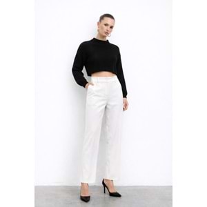 Ekru Renk İspanyol Paça Pantolon - BEYAZ - M - ST00114-11275