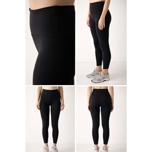 Siyah Renk İç Şardonlu Tayt - SİYAH - L - ST00229-11715