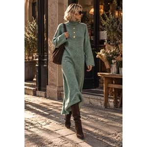 Soft Yeşil Triko Elbise - YEŞİL - STANDART - ST00253-11830