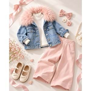 Çıkarılabilir Peluş Kürk Detaylı Kot Ceket - BLUE JEAN - 5-6 YAŞ - ST00298-BLUE JEAN-5-6 YAŞ