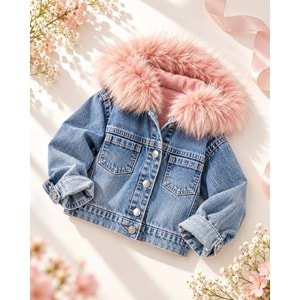 Çıkarılabilir Peluş Kürk Detaylı Kot Ceket - BLUE JEAN - 5-6 YAŞ - ST00298-BLUE JEAN-5-6 YAŞ