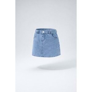 Açık Kot Mavi Lastikli Bel Mini Kot Etek - BEBE MAVİ - 2-3 YAŞ - ST00302-BEBE MAVİ-2-3 YAŞ