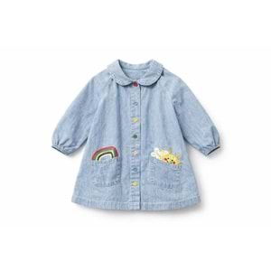 Kot Elbise Bebe Yaka Güneş Desen - KOT MAVİ - 2-3 YAŞ - ST00308-KOT MAVİ-2-3 YAŞ