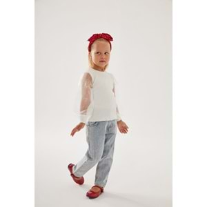 Organze Kol Beyaz Renk Body - BEYAZ - 2-3 YAŞ - ST00311-BEYAZ-2-3 YAŞ