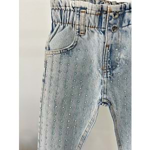 Taşlı Tasarım Kot Pantolon - KOT MAVİ - 2-3 YAŞ - ST00312-KOT MAVİ-2-3 YAŞ