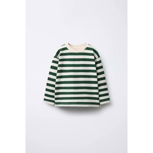 Unisex Yeni Sezon Çizgili Yeşil Renk Sweatshirt