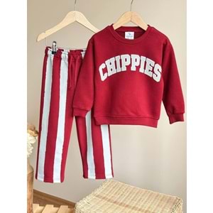 Chippies Bordo Renk Alt Üst Eşofman Takım