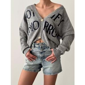 Notify Tomorrow Gri Renk Düğmeli Hırka Standart Beden - GRİ - STANDART - ST00386-GRİ-STANDART