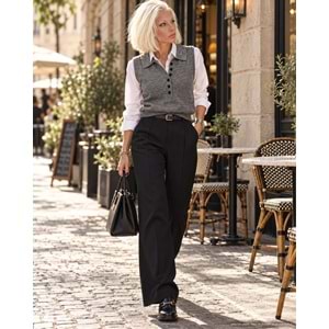 Polo Yaka Kolsuz Yakım Düğme Yelek / Hırka - GRİ - STANDART - ST00444-GRİ-STANDART