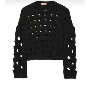 Uzun Kol Ajur Delğik Detaylı Triko Üst Siyah Renk - SİYAH - STANDART - ST00554-SİYAH-STANDART