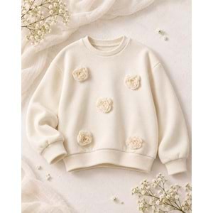Güllü Kem Renk Sweatshirt - KREM - 6-7 YAŞ - ST00575-KREM-6-7 YAŞ