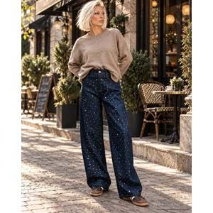 Mavi Renk Zımbalı Tasarım Kot Pantolon - MAVİ - 36 - ST00592-MAVİ-36