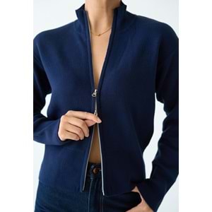 Lacivert Renk Çift Taraf Açılabilir Fermuarlı Hırka