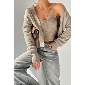 Vizon Renk Atlat Hırka 2 Parçalı Takım