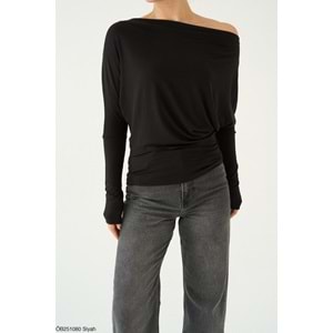 Düşük Omuz Viskon Bluz