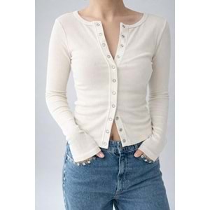 Çıtçıt Kapamalı Tasarım Body / Bluz - EKRU - S - ST00643-EKRU-S