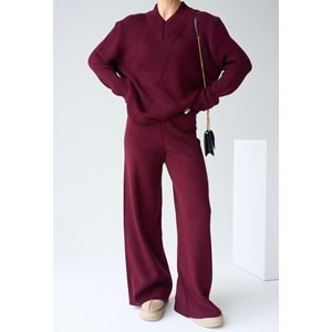 Rahat Kesim Bordo Renk Triko Pantolon
