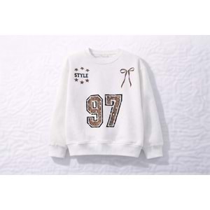 Kız Çocuk Krem Renk 3 İp Şardonlu Sweatshirt - KREM - 10 YAŞ