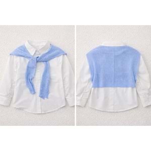 Kız Çocuk Tasarım Gömlek Triko Hırka Bağlama Detay - 3-4 YAŞ