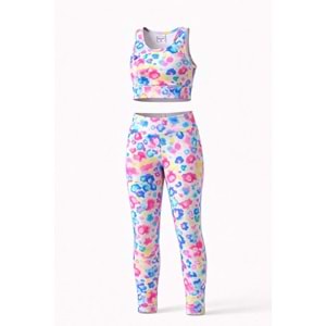 Kız Çocuk Color POP Batik Desen Spor Crop Alt Üst Takım - ÇOK RENKLİ - 11-12 YAŞ