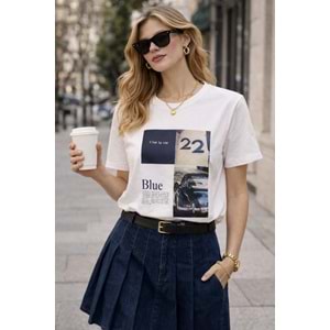 C’est La Vie 22 Blue Vintage Baskılı Kadın T-Shirt | Premium Pamuk Şık Günlük Kombin - ÇOK RENKLİ - L