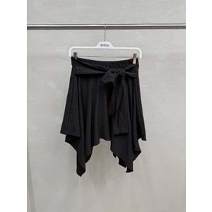 Kahverengi Bağlama Detaylı Asimetrik Etek - KAHVERENGİ - L