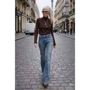 Icon Flare Denim / Kot Pantolon Vintage Yıkamalı - MAVİ - 36