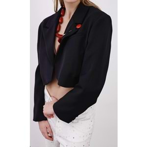 Modern Crop Blazer Ceket Lacivert Renk - LACİVERT - L