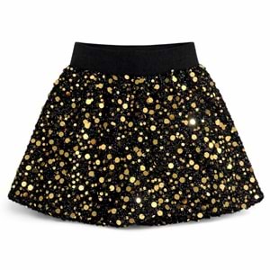 Kız Çocuk Gold Payet Detaylı Mini Etek -Penye İç Astar - GOLD - 5-6 YAŞ