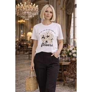 You Can Do Anything ! Aplike 3D Krem T-Shirt - KREM - M