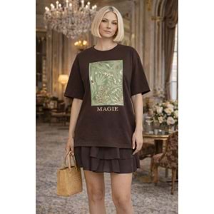 Magie Pul İşlemeli Graphic T-Shirt - Acı Kahve - Acı Kahve - L