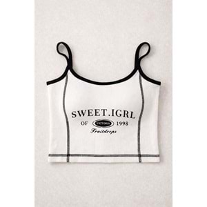 Sweet Girl Of Mine Kendinden Sütyenli Crop Askılı Bluz - EKRU - L