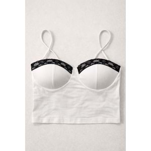 Sweet Lace Crop Büstiyer Body Dantel Detay - BEYAZ - L