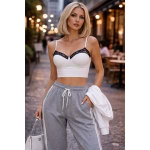 Sweet Lace Crop Büstiyer Body Dantel Detay - BEYAZ - L