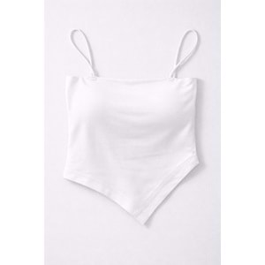 Essential Basic Strap Crop -Kendinden Sütyenli Basic Üst - EKRU - L