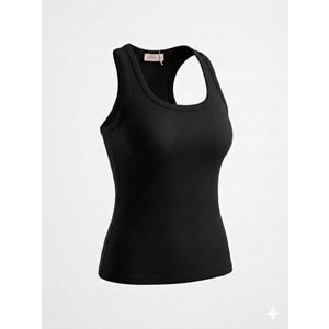 Halter Yaka Kaşkorse Kendinden Sütyenli Atlet - SİYAH - S