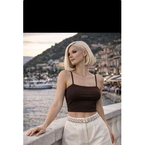 Portofino Dikiş Deetaylı Keten Şort - KREM - M