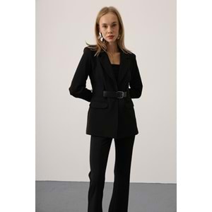 Stylish Ibeeka Design Kemer Detay Blazer Ceket - SİYAH - S