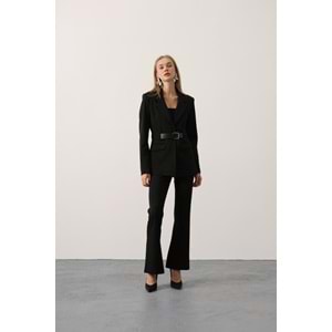 Stylish Ibeeka Design Kemer Detay Blazer Ceket - SİYAH - S