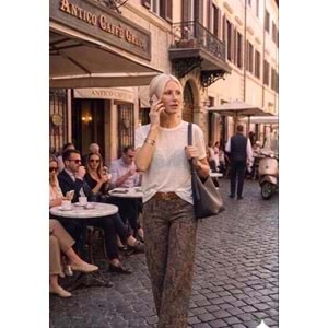 Beyaz Renk Transparan Yarım Kol Bluz - Pamuklu - EKRU - L