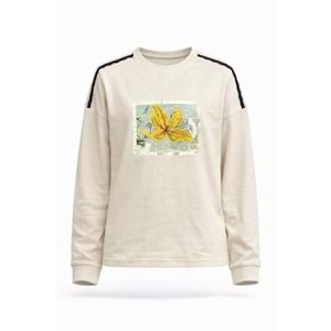 Bahar Çiçeği Dantel Detaylı Kız Çocuk Sweatshirt - KREM - 10 YAŞ