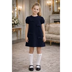 Little Duchess Fiyonklu Mini Elbise - Siyah - SİYAH - 4-5 YAŞ