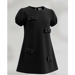 Little Duchess Fiyonklu Mini Elbise - Siyah - SİYAH - 4-5 YAŞ