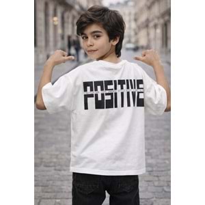 Always Positive ! Sırt Detay Baskılı Erkek Çocuk T-Shirt - BEYAZ - 5-6 YAŞ