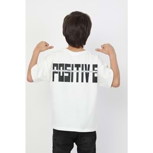 Always Positive ! Sırt Detay Baskılı Erkek Çocuk T-Shirt - BEYAZ - 5-6 YAŞ